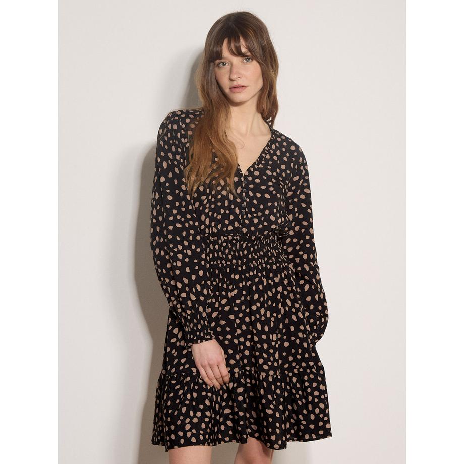 Mini-robe en crêpe à pois irréguliers
