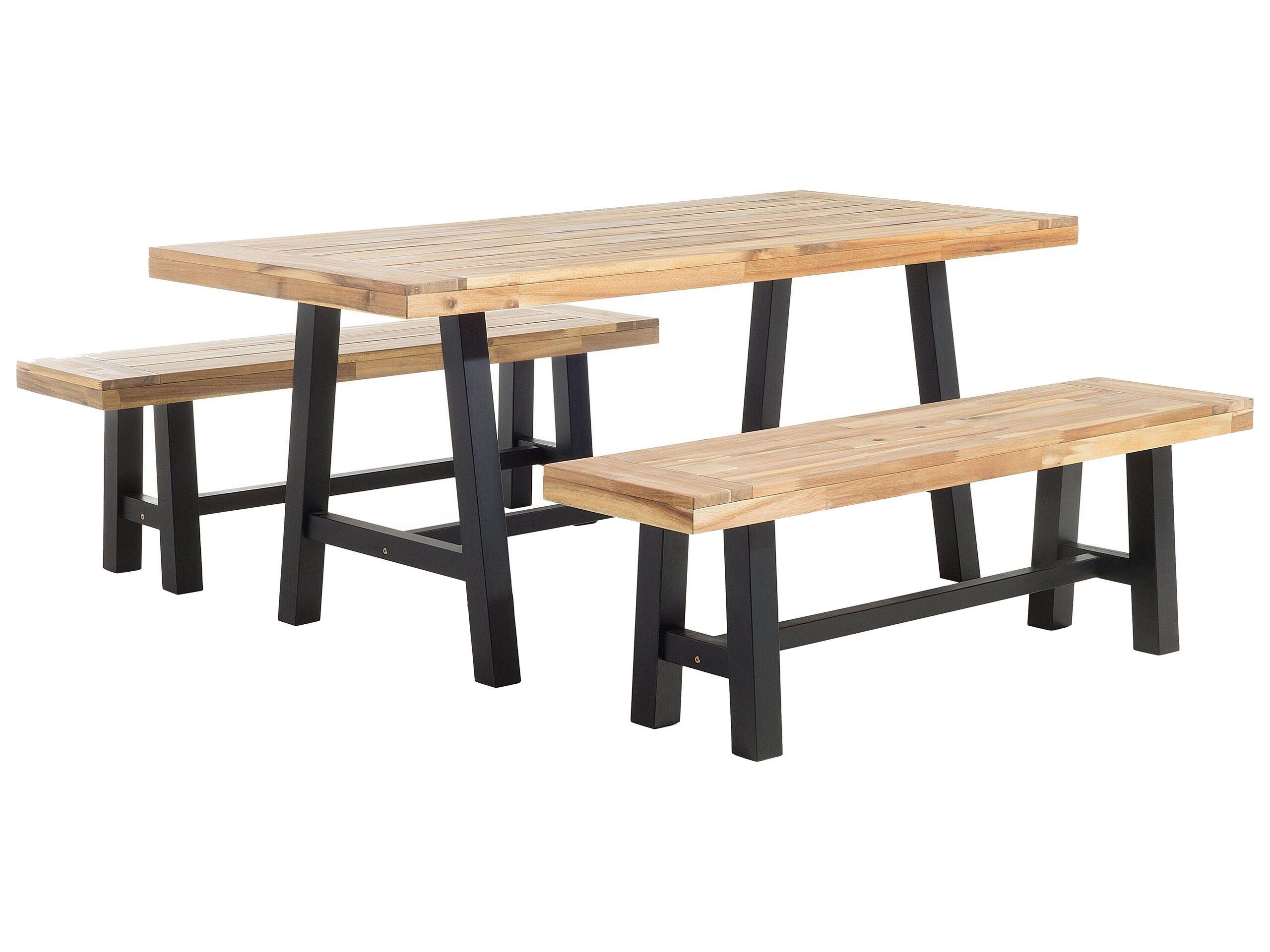 Beliani Gartentisch Set aus Akazienholz Industriell SCANIA  