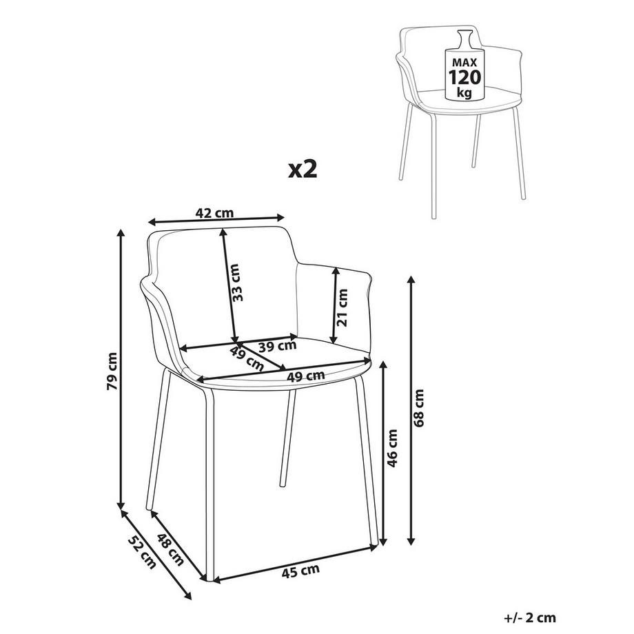 Beliani Set di 2 sedie da pranzo en Tessuto Moderno BELFIELD  