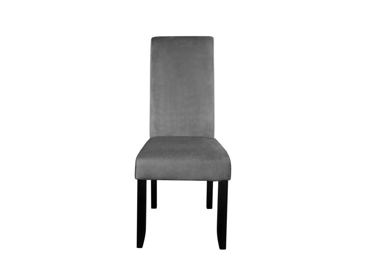 Vente-unique Lot de 2 chaises DELINA - Velours matelassé & pieds bois - Gris clair  