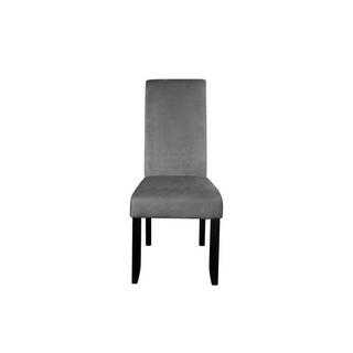 Vente-unique Lot de 2 chaises DELINA - Velours matelassé & pieds bois - Gris clair  