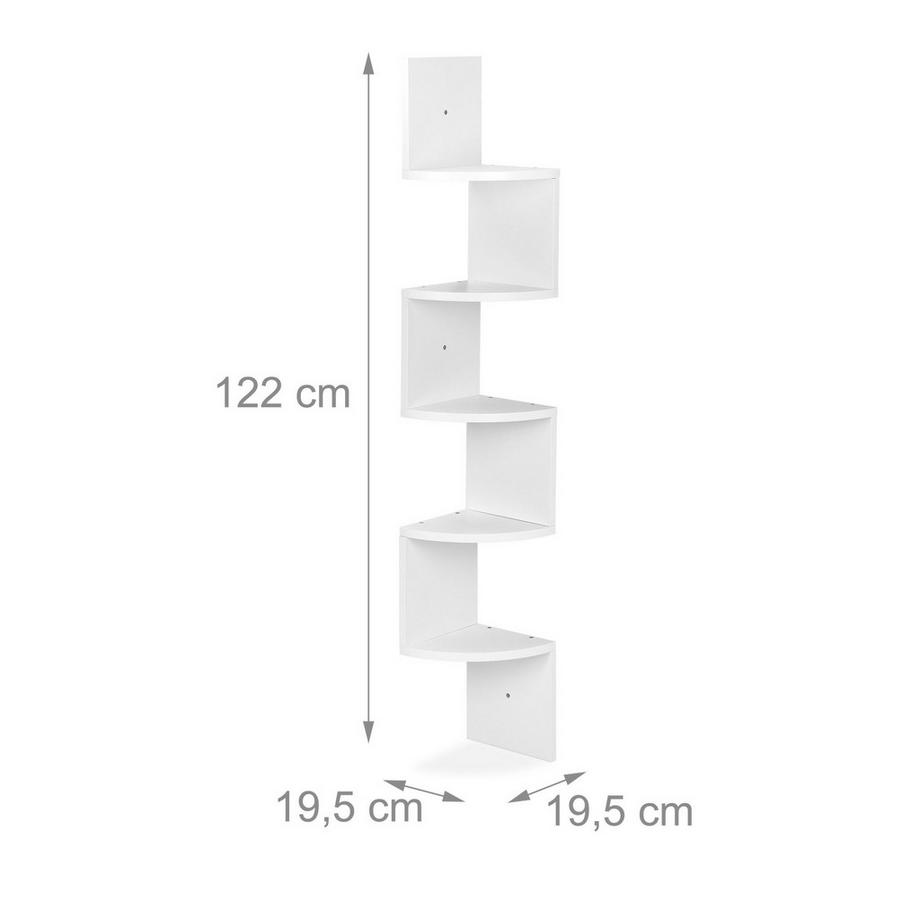 Northix  Weißes Eckregal mit 5 Fächern 