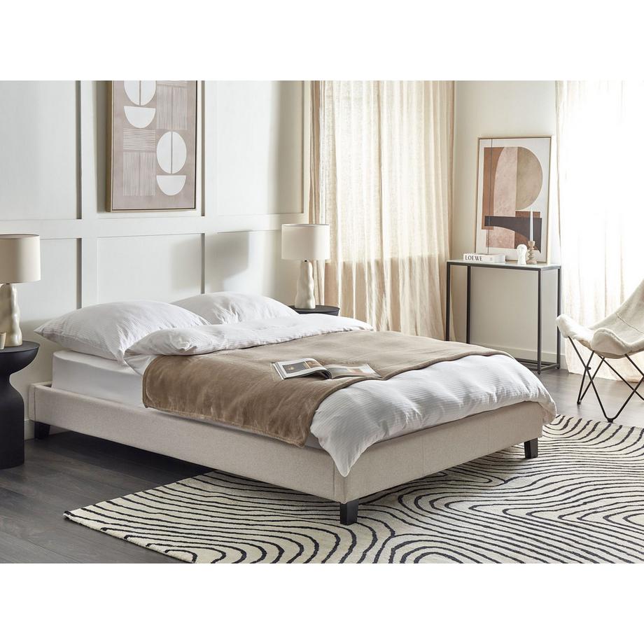 Beliani Lit sans tête de lit en Tissu Scandinave ROANNE  