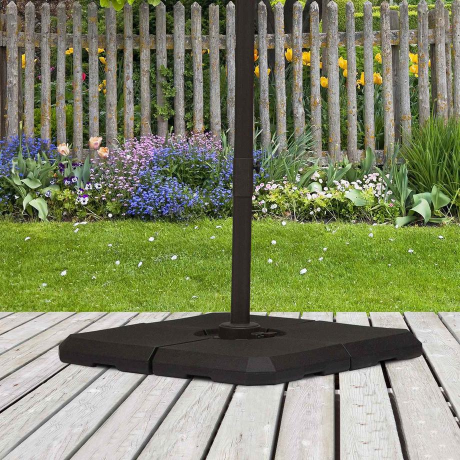 Northio Peso Dell'Ombrello, 4 Pezzi. Portaombrelli, Riempibile Con 80 Kg Di Acqua O 120 Kg Di Sabbia, Hdpe, Nero, 100 X 100 X 9,5 Cm  