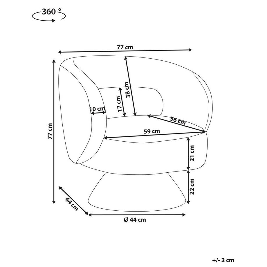 Beliani Fauteuil pivotant en Bouclé Minimaliste LIEKSA  