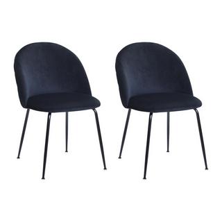 Vente-unique Lot de 2 chaises en velours et acier inoxydable - Noir - MELBOURNE  