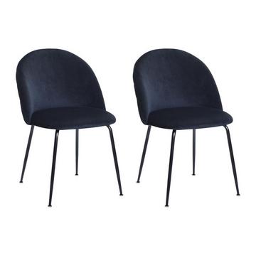 Lot de 2 chaises en velours et acier inoxydable - Noir - MELBOURNE