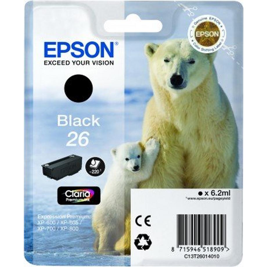 EPSON  Polar bear Singlepack Black 26 Claria Premium Ink 