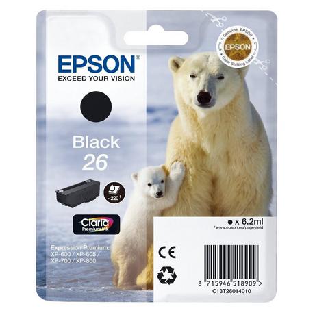 EPSON  Polar bear Singlepack Black 26 Claria Premium Ink 