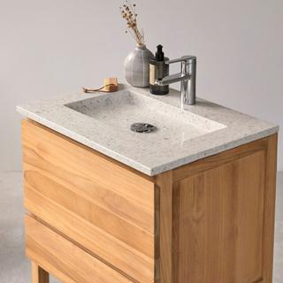 Tikamoon Meuble salle de bain en teck massif et terrazzo moon 60 cm Edgar  