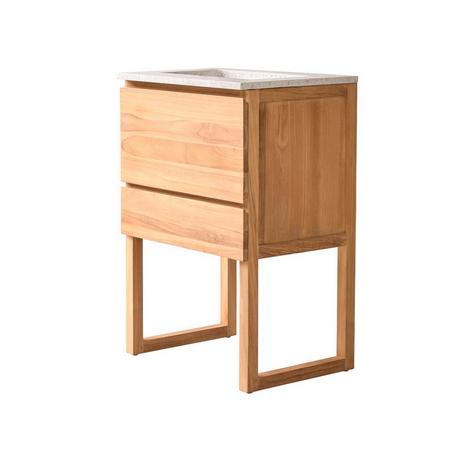 Tikamoon Mobile per il bagno in teak massello e battuto di terrazzo Moon 60 cm Edgar  