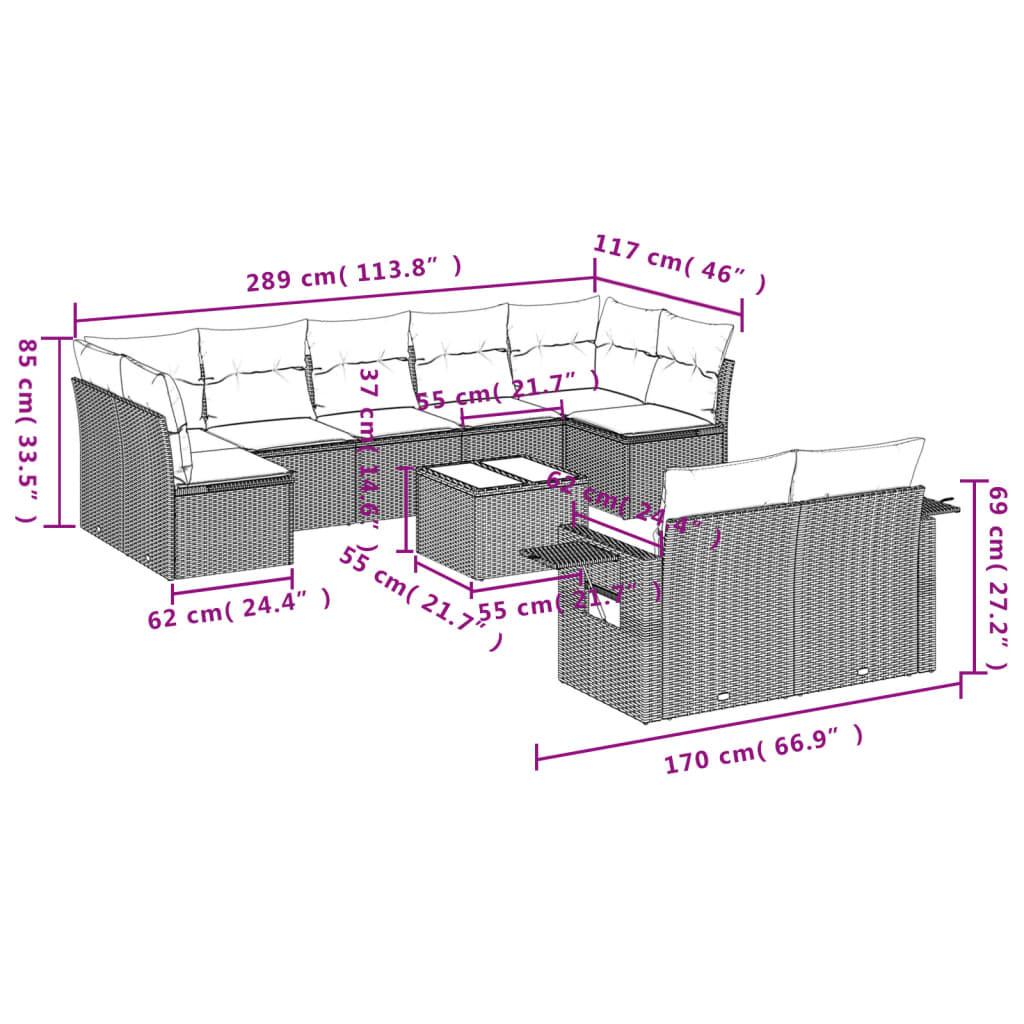 VidaXL Ensemble de canapés de jardin rotin synthétique  