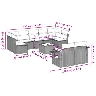 VidaXL Ensemble de canapés de jardin rotin synthétique  