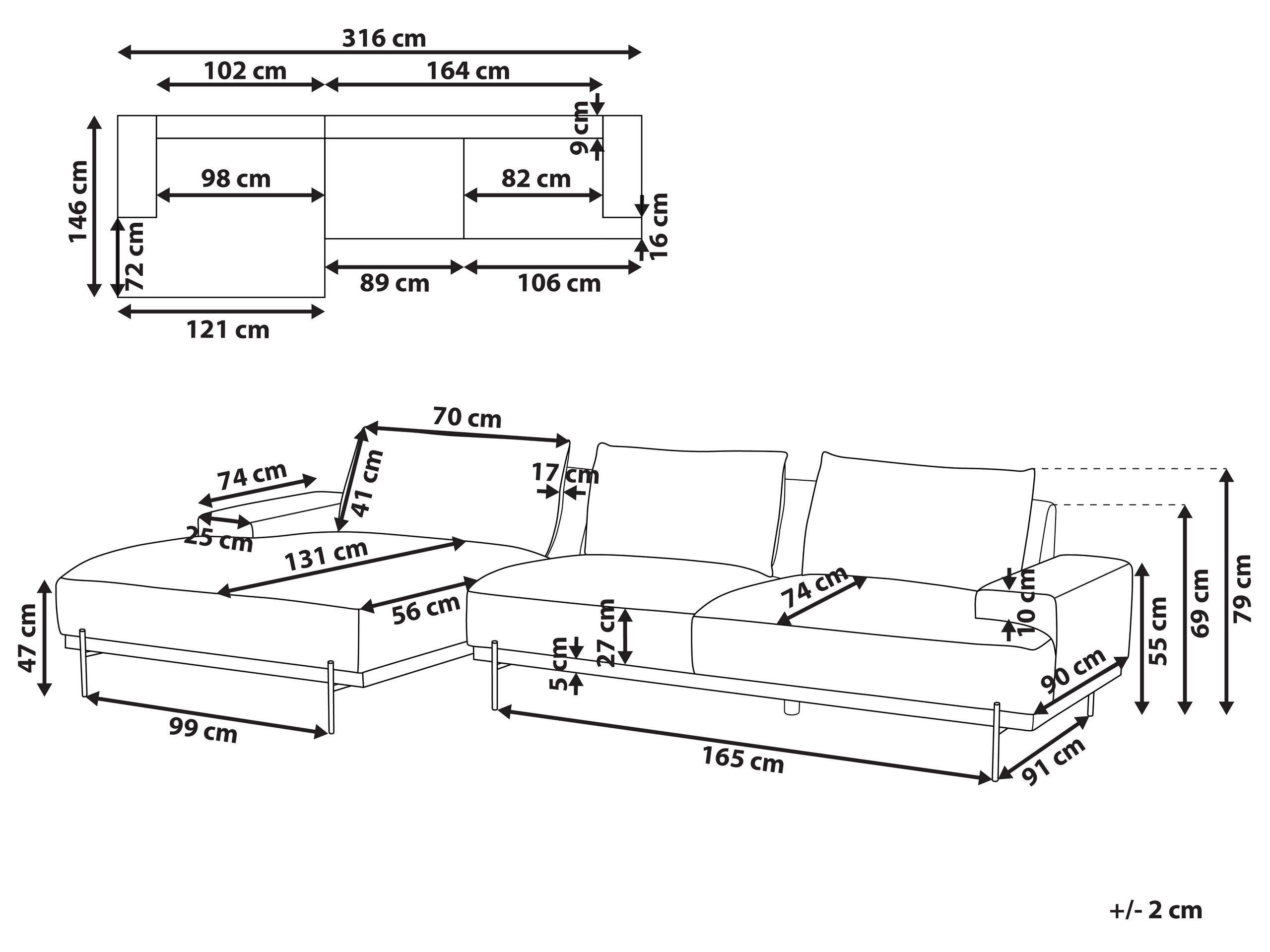 Beliani Ecksofa aus Polyester Skandinavisch MARIFERD  