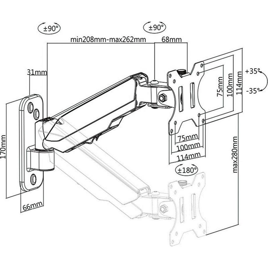 Value  LCD-Wandhalter Gasfeder 