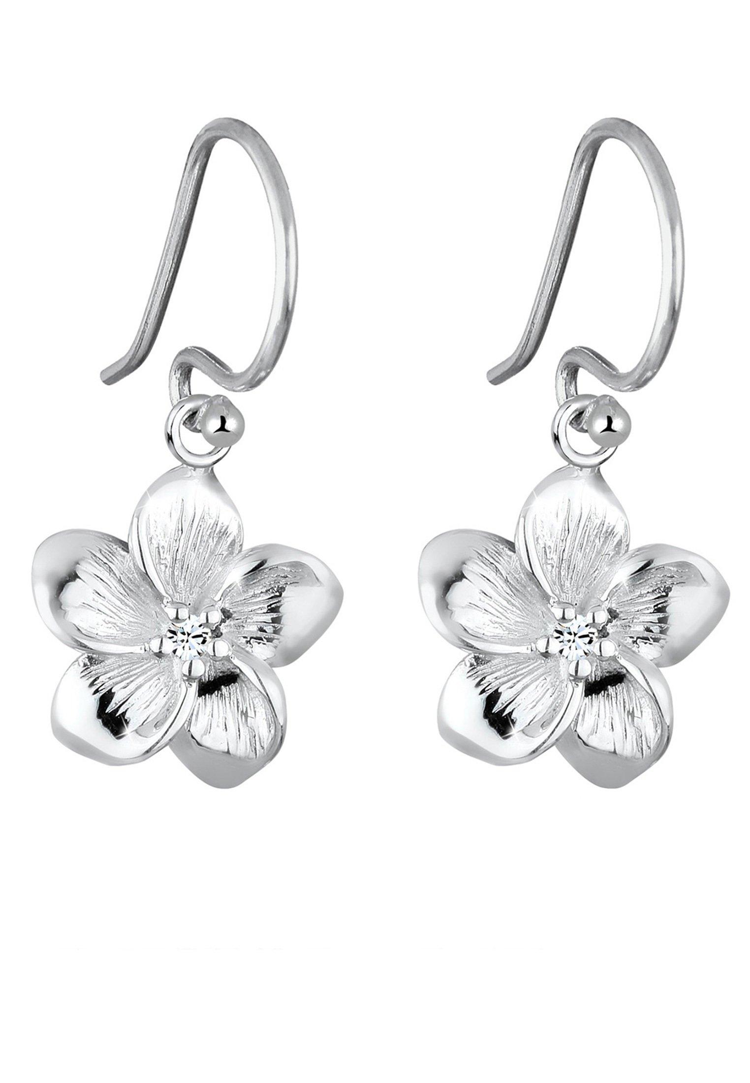 Elli  Boucles d'Oreilles Frangipani Blüten Kristalle 925 Silber 