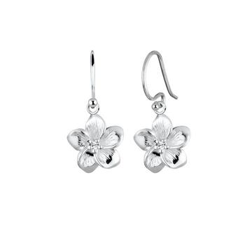 Boucles d'Oreilles Frangipani Blüten Kristalle 925 Silber