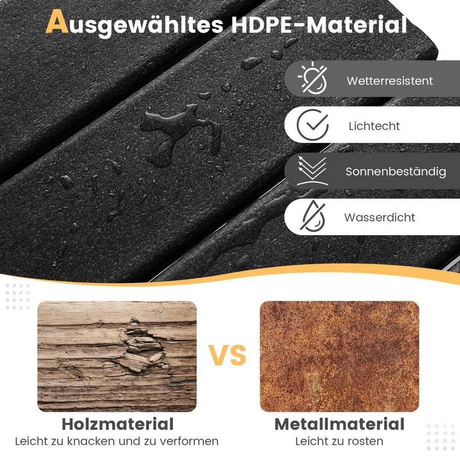 Northix Tavolino laterale Tavolo Adirondack in HDPE resistente alle intemperie 36 x 36 x 47 cm Nero  