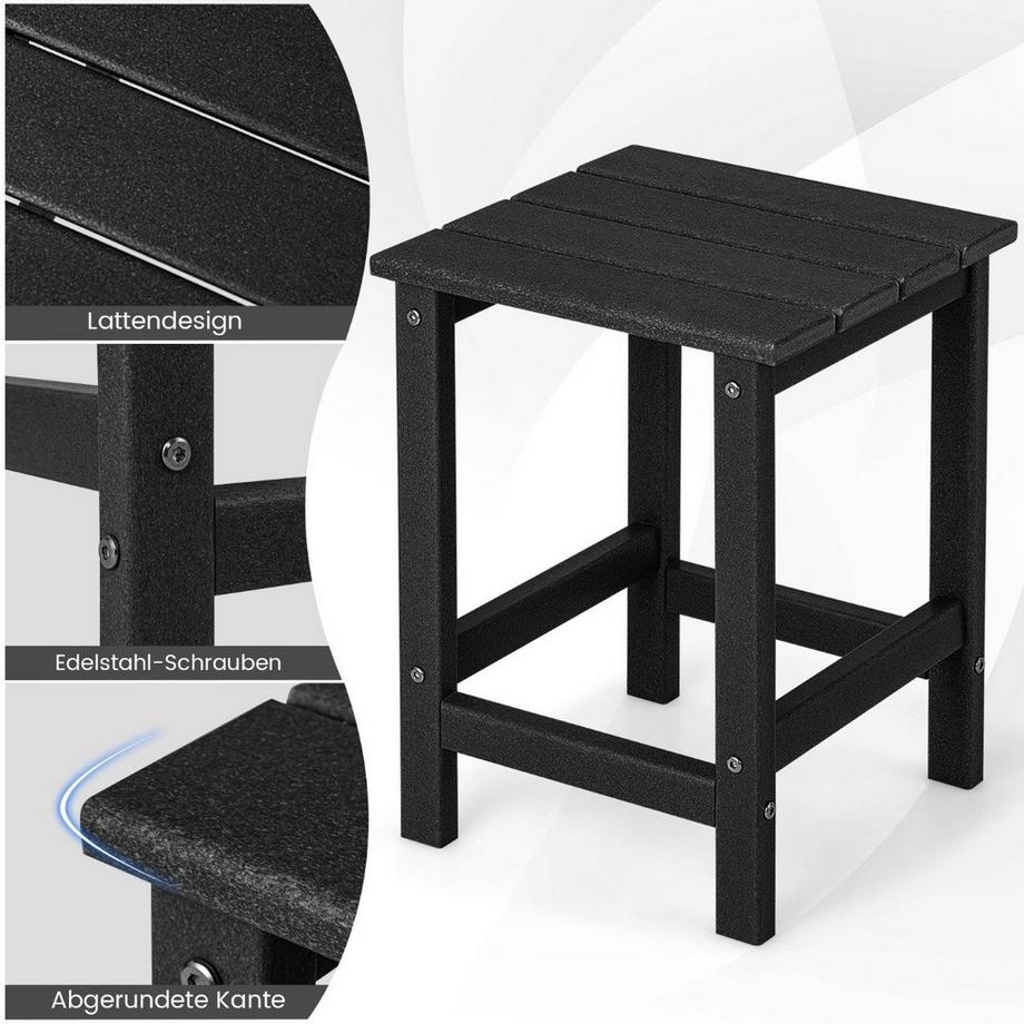 Northix Tavolino laterale Tavolo Adirondack in HDPE resistente alle intemperie 36 x 36 x 47 cm Nero  