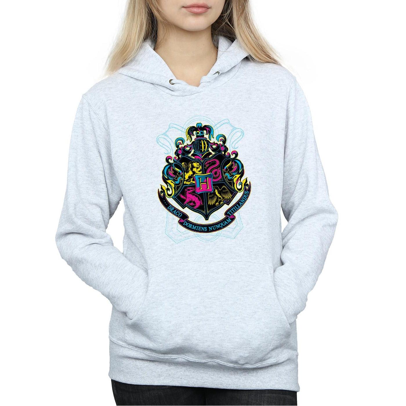 HARRY-POTTER  Neon Hogwarts Crest Kapuzenpullover 