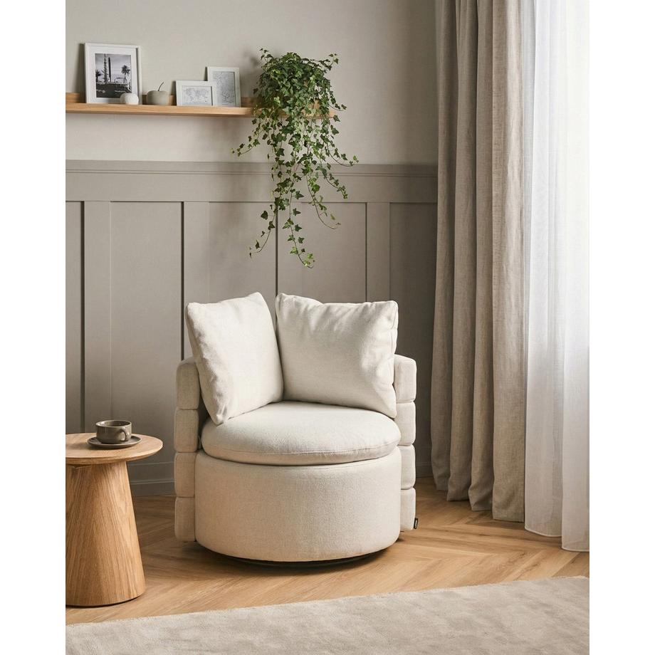 Beliani Fauteuil pivotant en Tissu Rétro RANDERS  