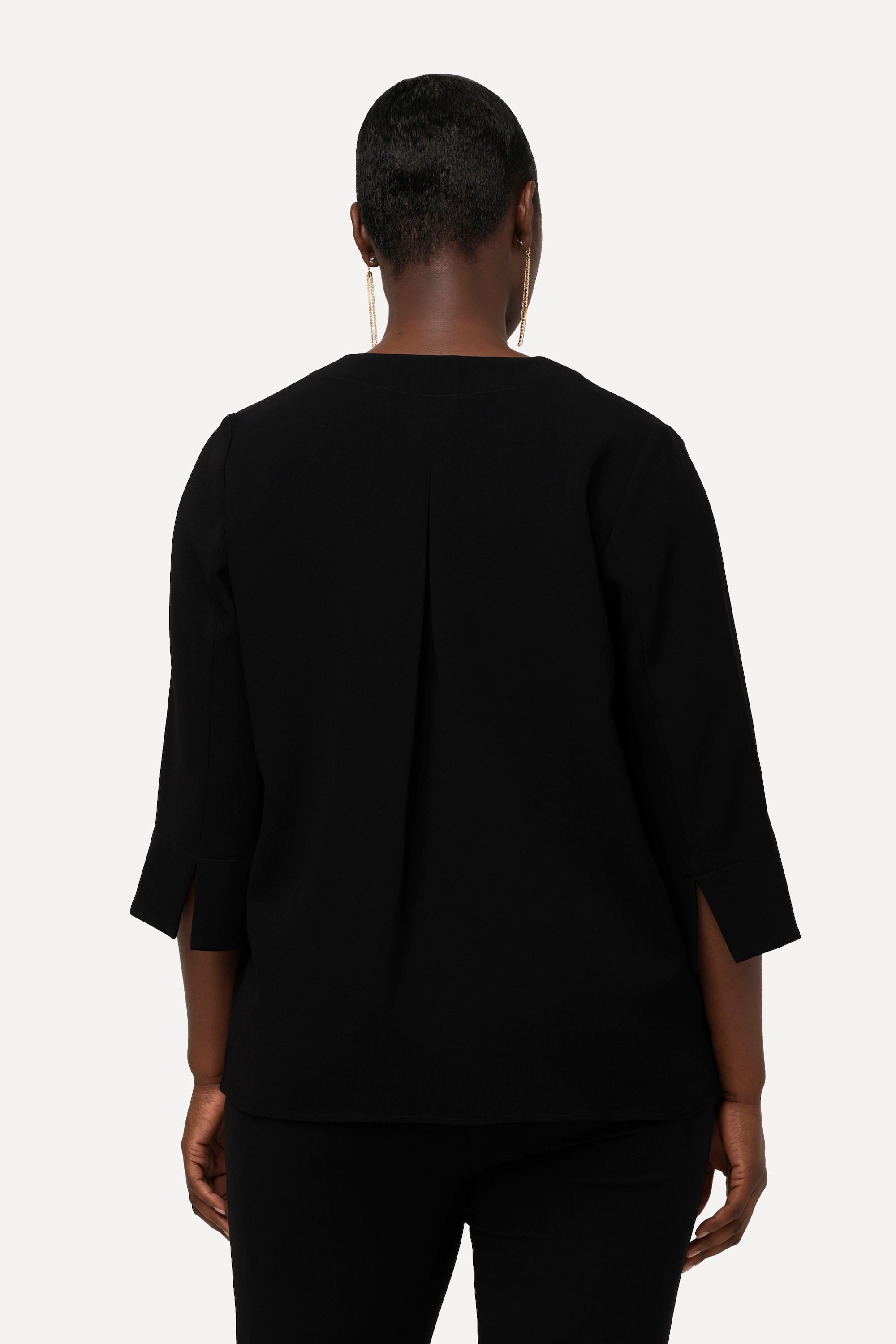 Ulla Popken Tunika Tunika-Ausschnitt Kellerfalte 3/4-Arm  