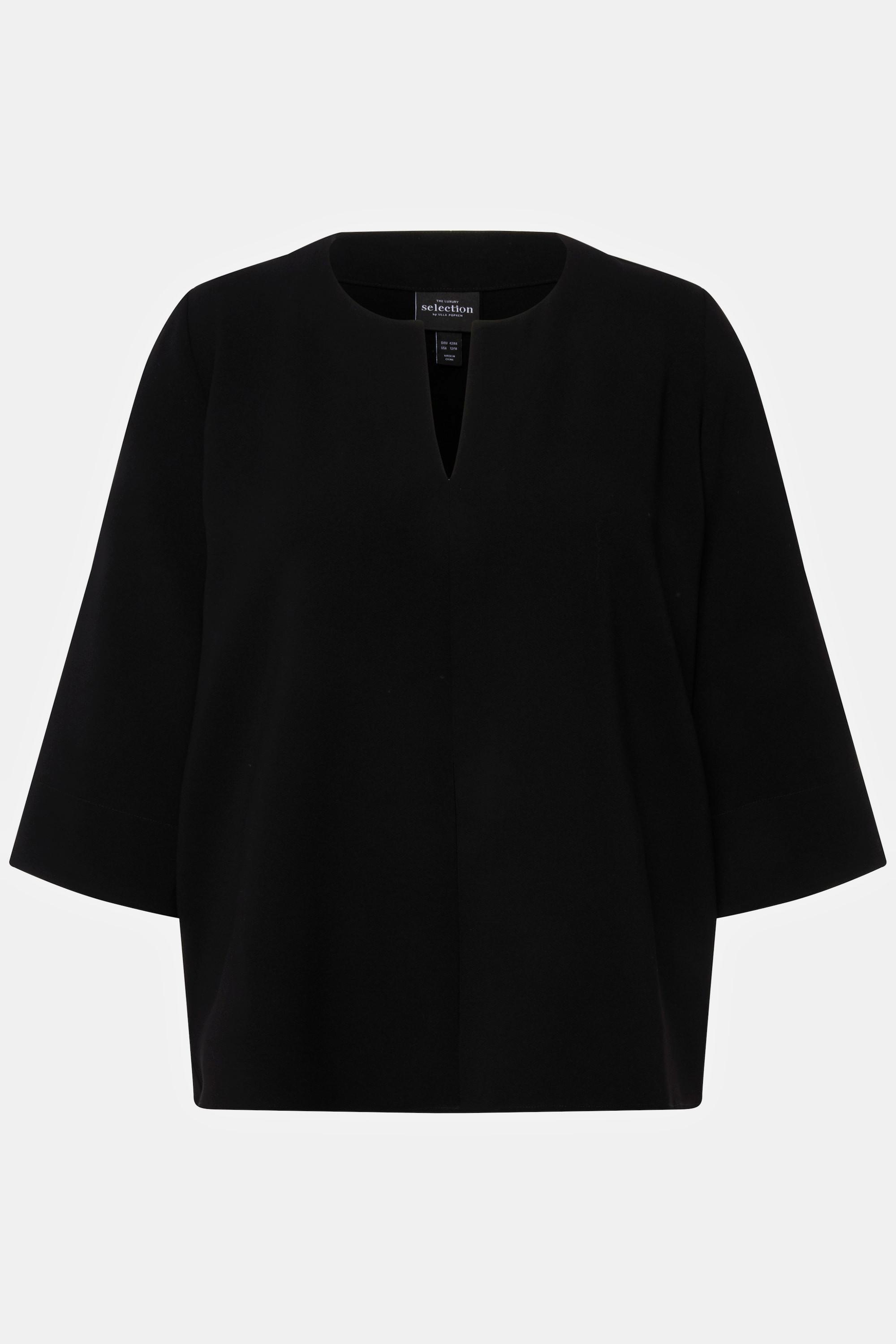 Ulla Popken Tunika Tunika-Ausschnitt Kellerfalte 3/4-Arm  