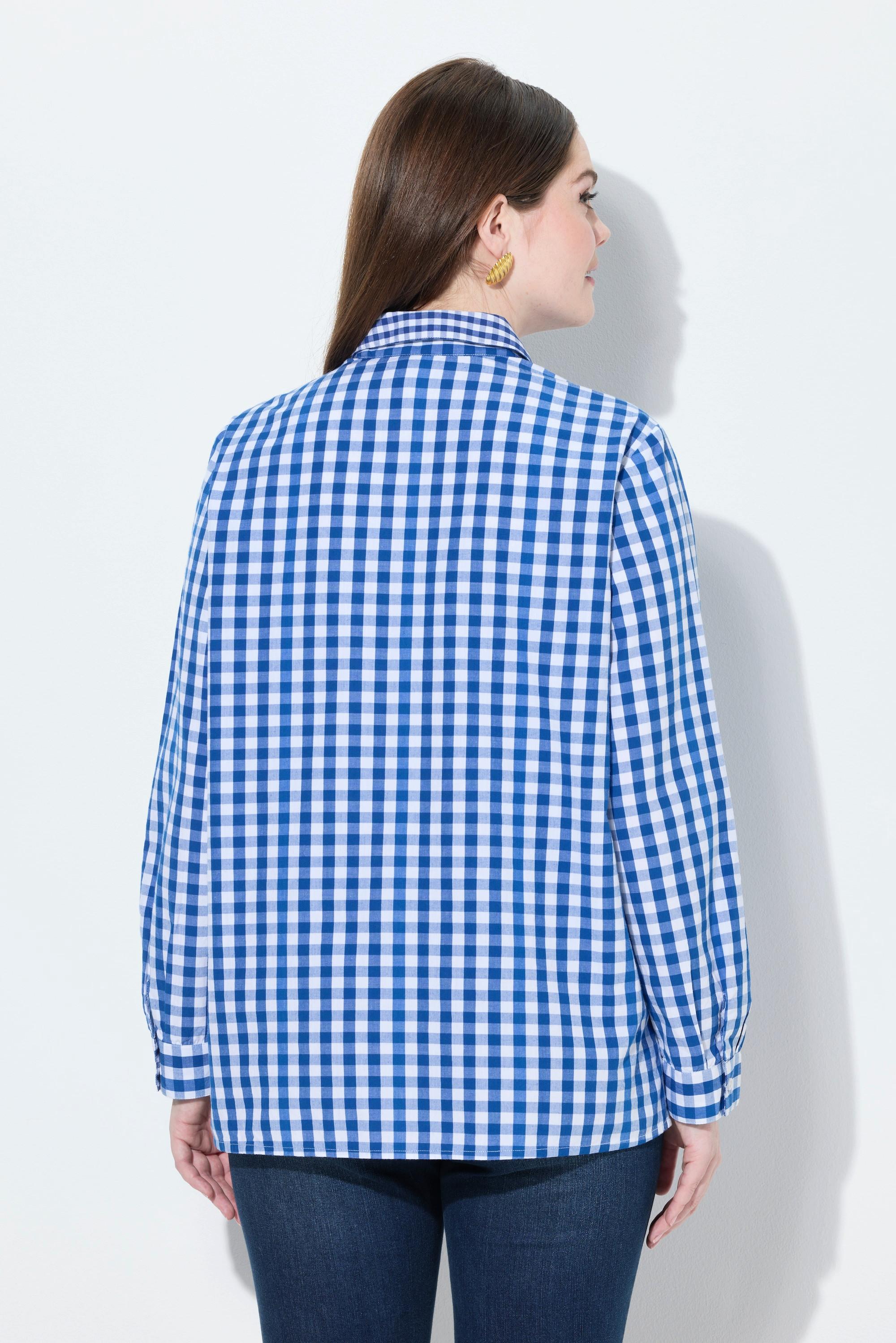 Ulla Popken Camicia a quadri Colletto da camicia Maniche lunghe Linguetta per risvolto  