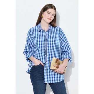 Ulla Popken Camicia a quadri Colletto da camicia Maniche lunghe Linguetta per risvolto  