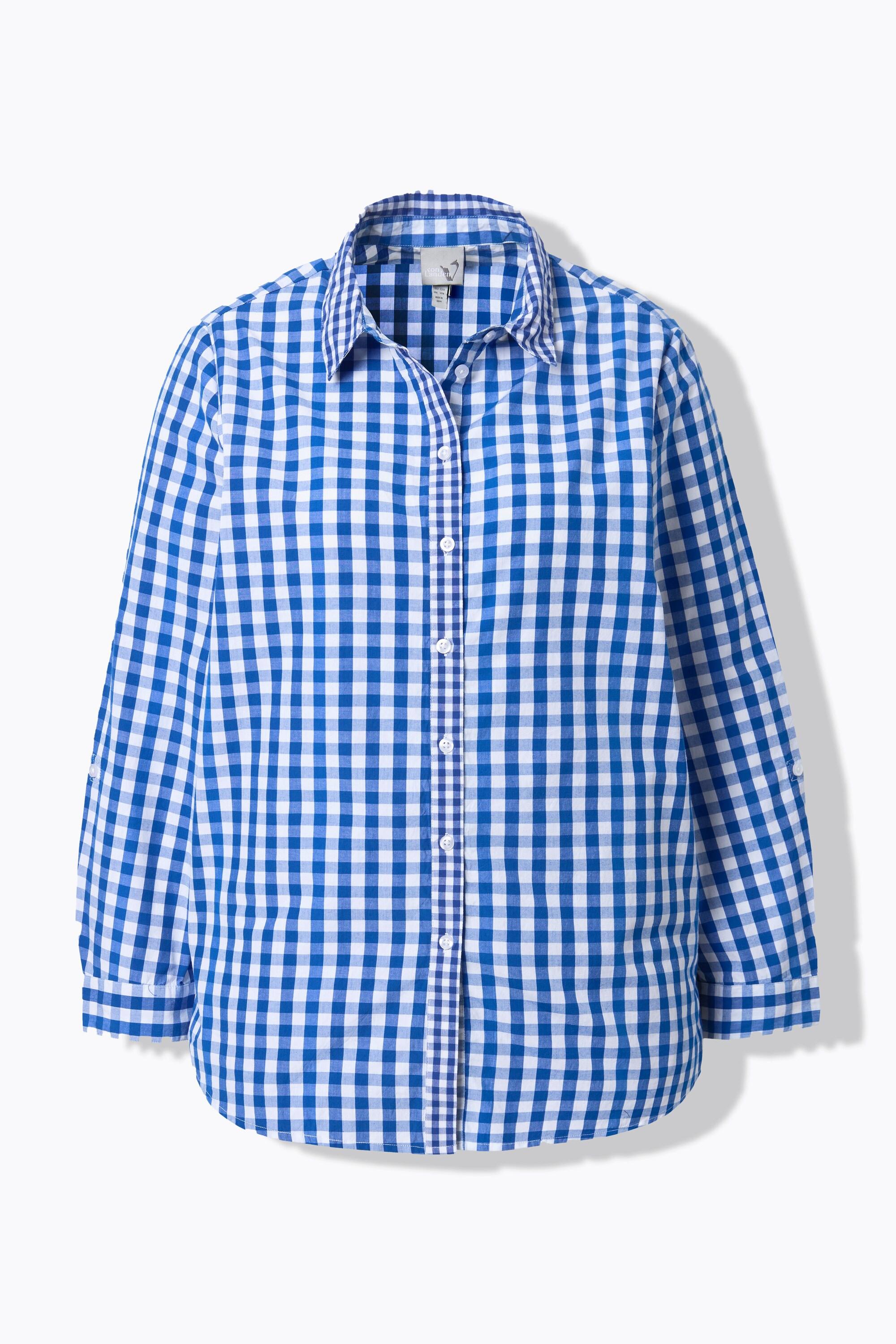 Ulla Popken Camicia a quadri Colletto da camicia Maniche lunghe Linguetta per risvolto  