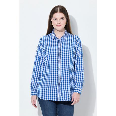 Ulla Popken Camicia a quadri Colletto da camicia Maniche lunghe Linguetta per risvolto  