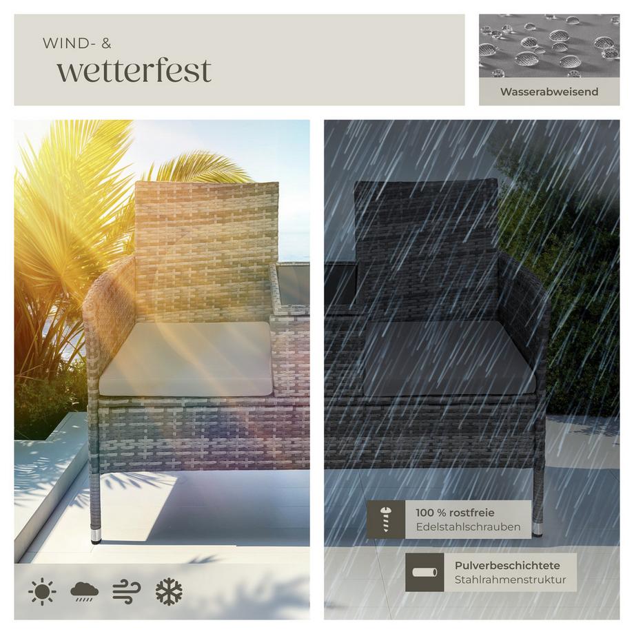 Tectake Rattan Gartensitzbank Narbonne 2-Sitzer widerstandsfähig  