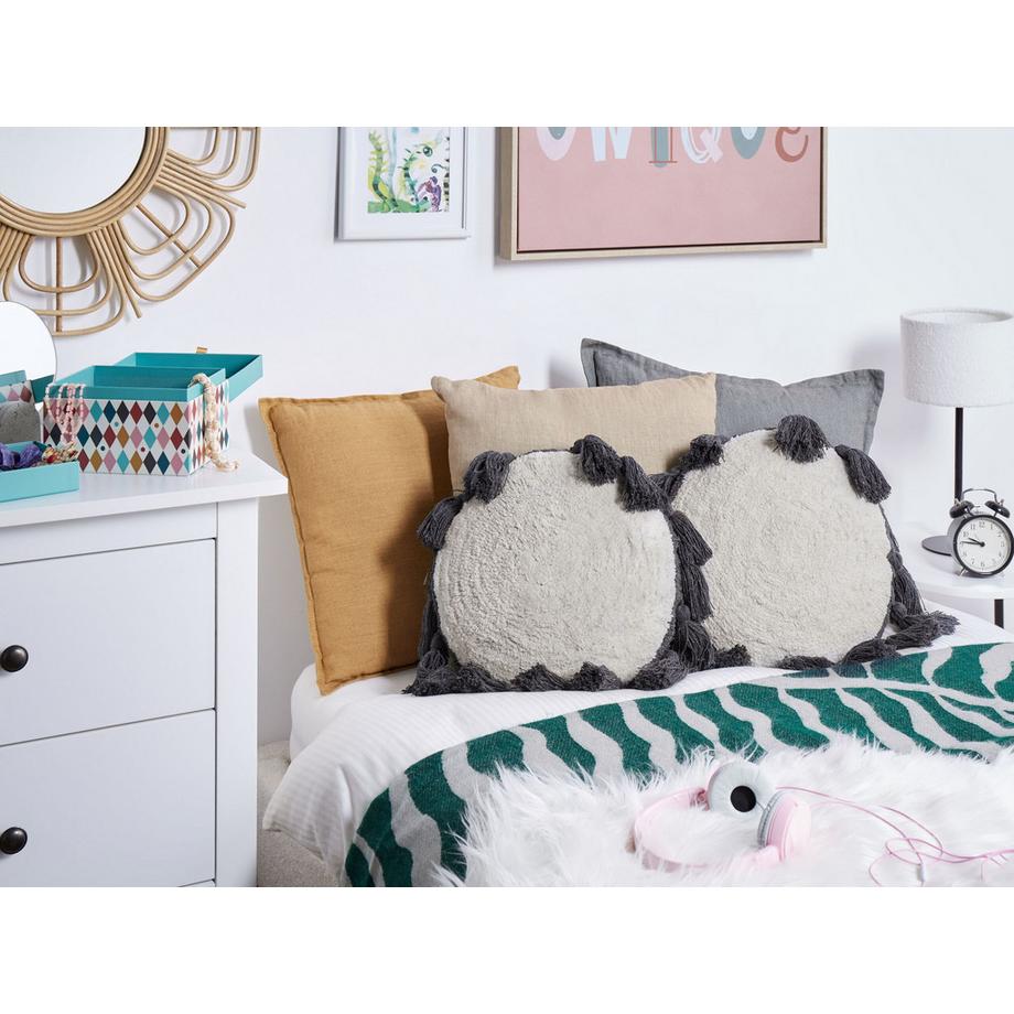 Beliani Lot de 2 coussins décoratifs en Coton Boho THISTLE  