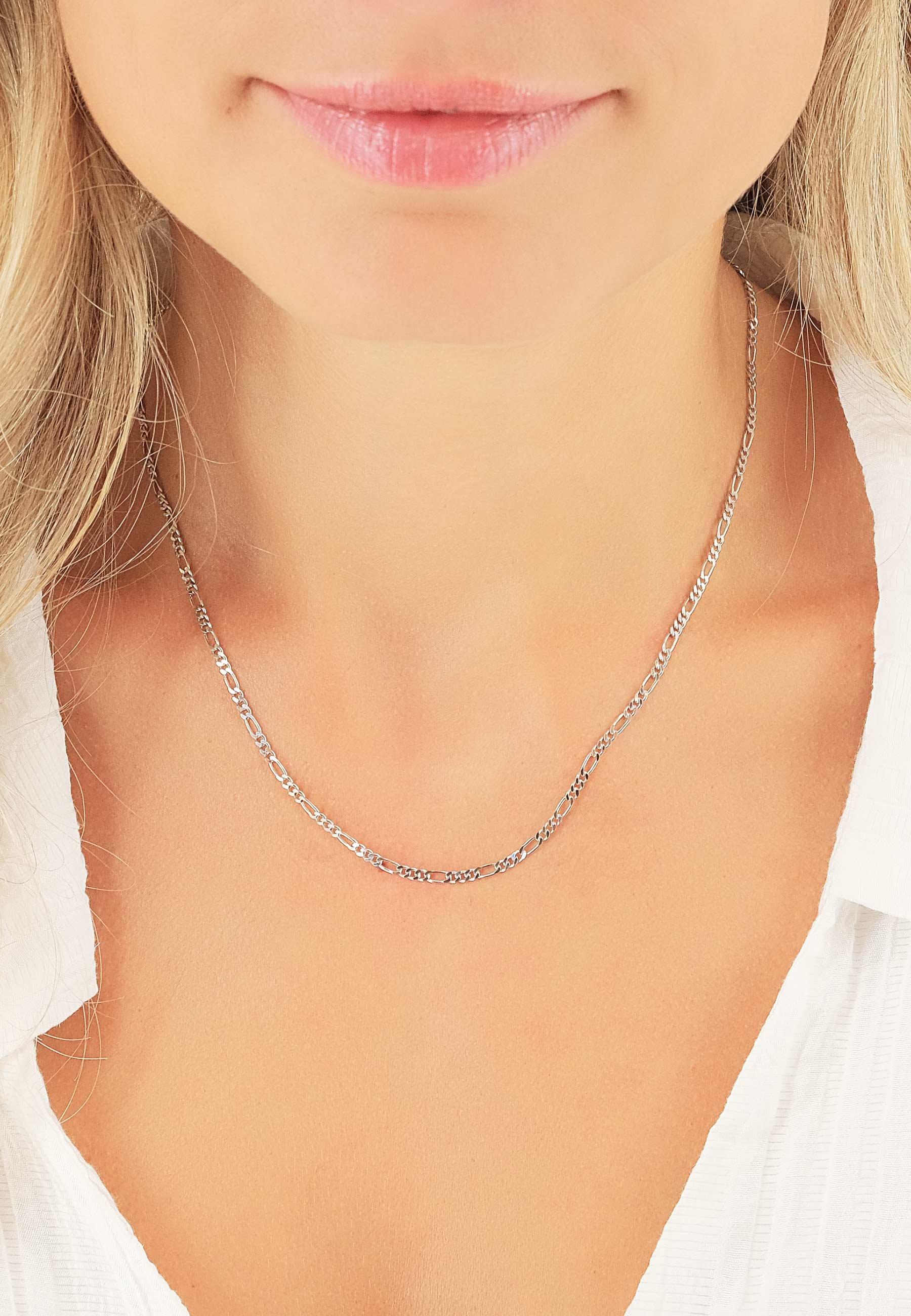 MUAU Schmuck  Collier Figaro Weissgold 750, 2.2mm, 50cm 