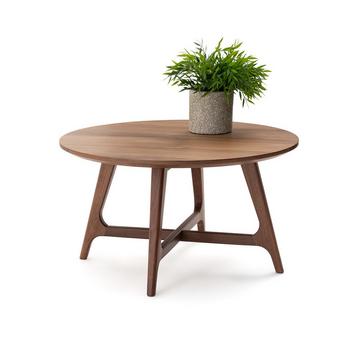 Petite table basse ronde noyer