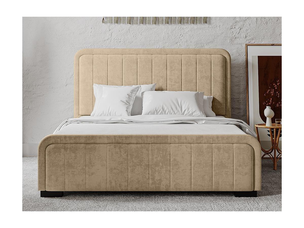 Vente-unique Bett mit Bettkasten 160 x 200 cm - Stoff - Beige + Matratze - SERENA II  