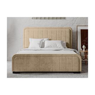 Vente-unique Bett mit Bettkasten 160 x 200 cm - Stoff - Beige + Matratze - SERENA II  