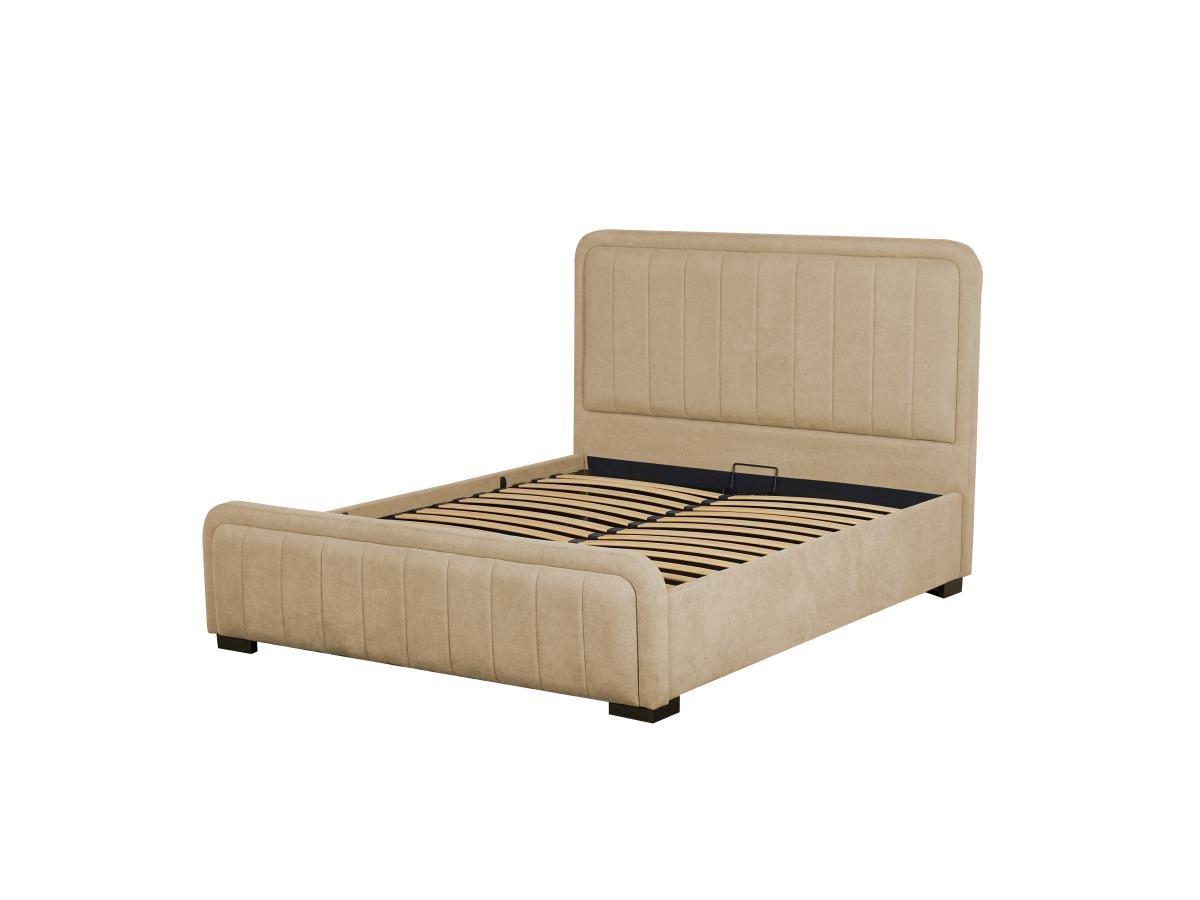 Vente-unique Lit coffre 160 x 200 cm - Tissu - Beige + Matelas - SERENA II  