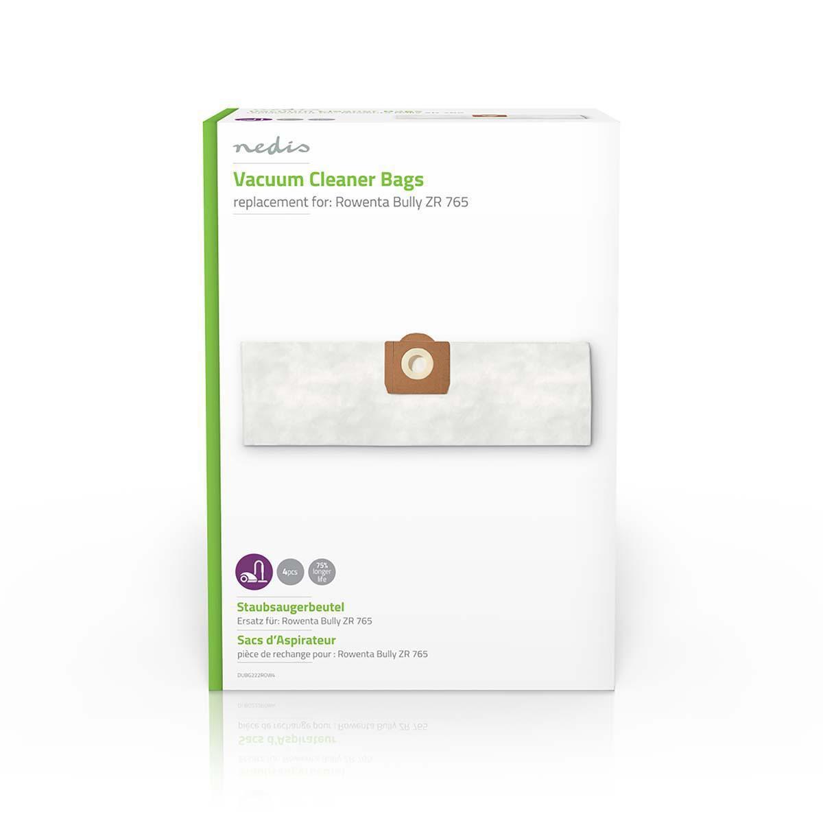 Nedis Sac d'aspirateur | 4 pcs. | Synthétique | Le plus vendu pour : Rowenta Bully ZR 765 | Blanc  