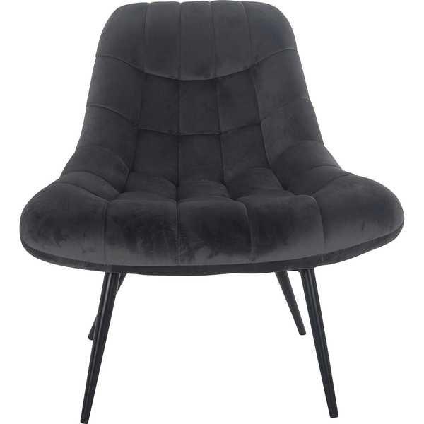 mutoni Fauteuil XXL velours gris pieds métal noir  