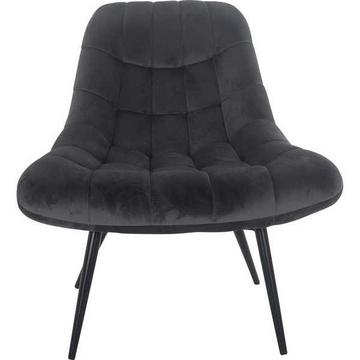 Fauteuil XXL velours gris pieds métal noir