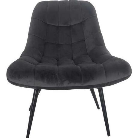 mutoni Fauteuil XXL velours gris pieds métal noir  