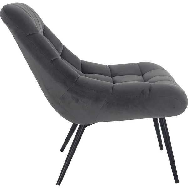 mutoni Fauteuil XXL velours gris pieds métal noir  