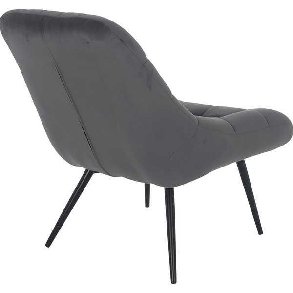 mutoni Fauteuil XXL velours gris pieds métal noir  