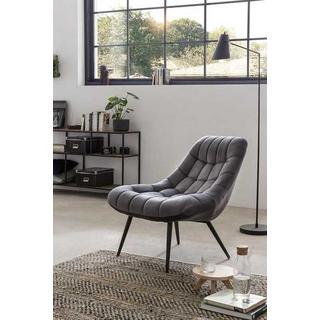 mutoni Fauteuil XXL velours gris pieds métal noir  