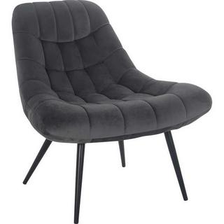 mutoni Fauteuil XXL velours gris pieds métal noir  