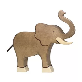 Holztiger  Holztier Elefant, Rüssel hoch 