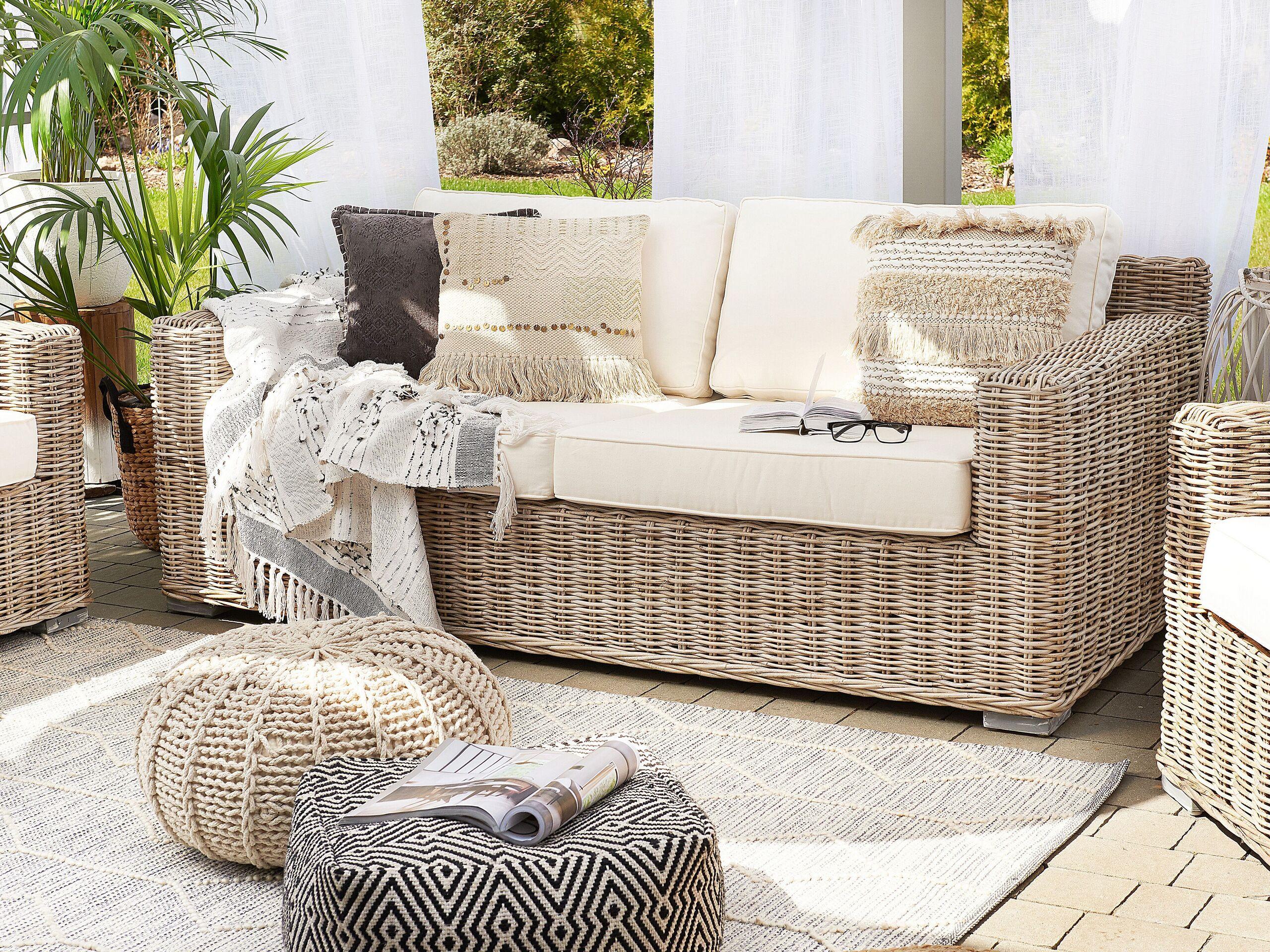 Beliani 2 Sitzer Sofa aus Rattan Boho ARDEA  