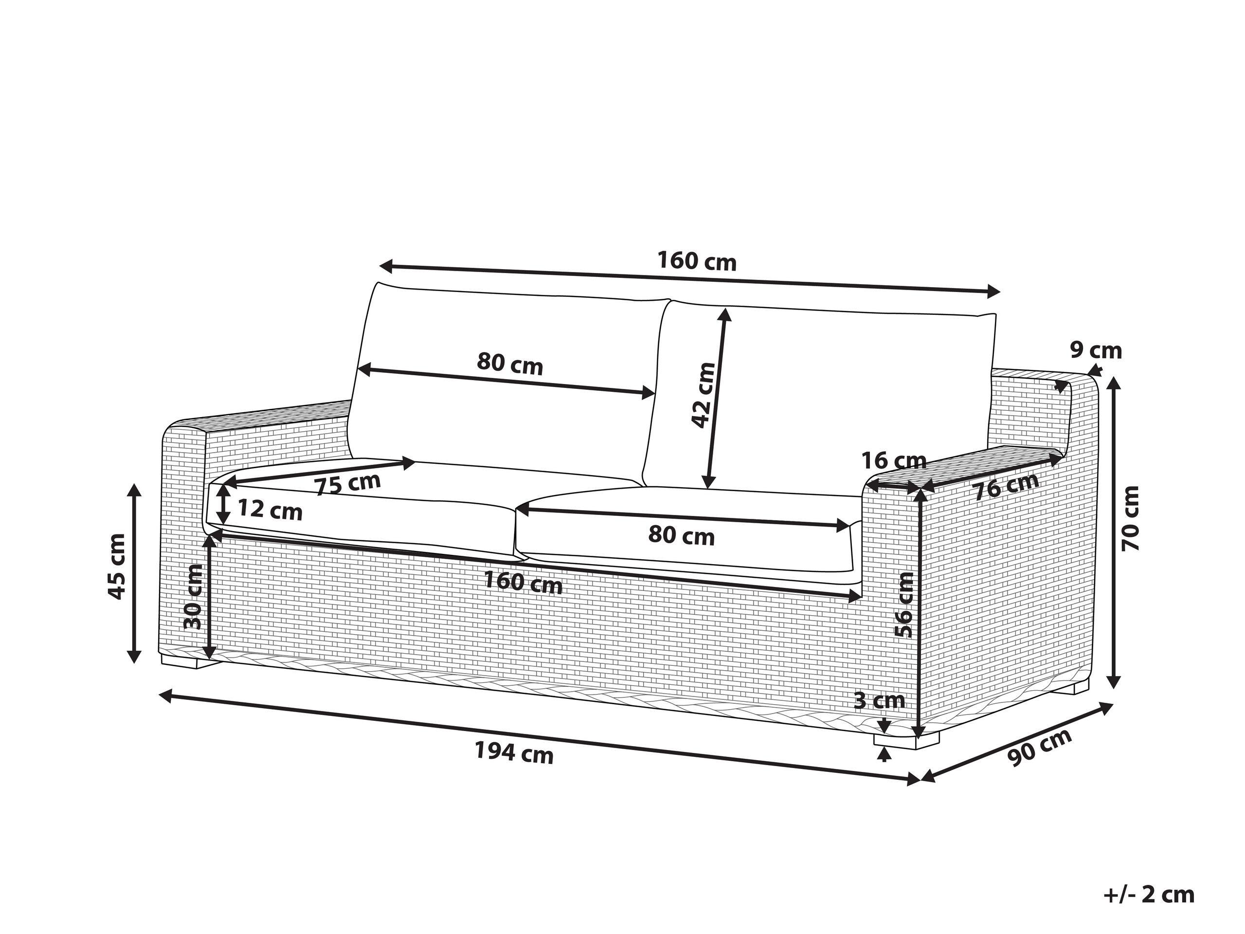 Beliani Canapé 2 places en Rotin Boho ARDEA  