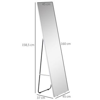 Northio Ganzkörperspiegel Ständer Standspiegel 45X160Cm Wandspiegel Garderobenspiegel Ankleidespiegel Schlafzimmer Wohnzimmer Silber  